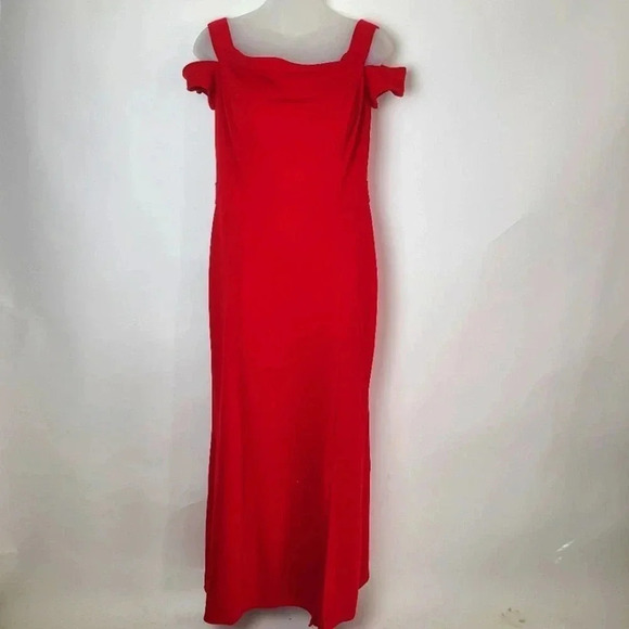 Lauren Ralph Lauren Red Crepe Long Dress - 10 - Picture 2 of 8